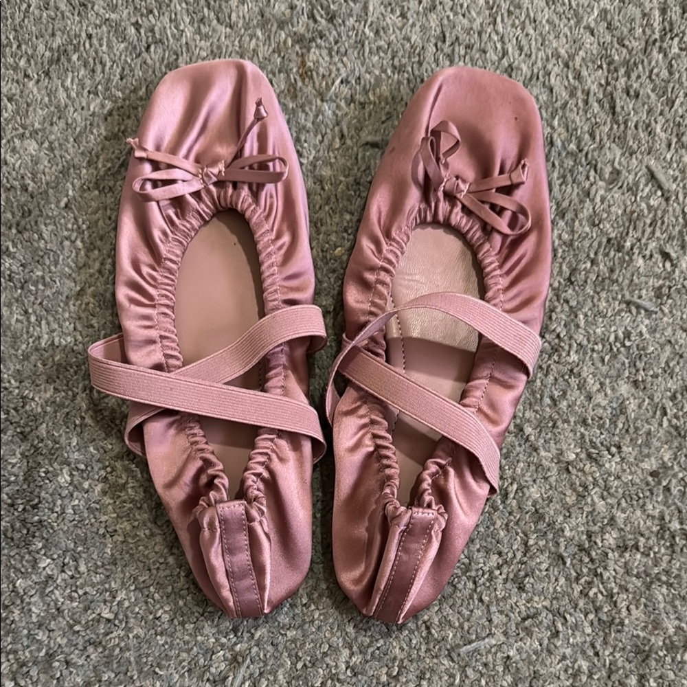 ASOS Pink Ruched Ballet Flats